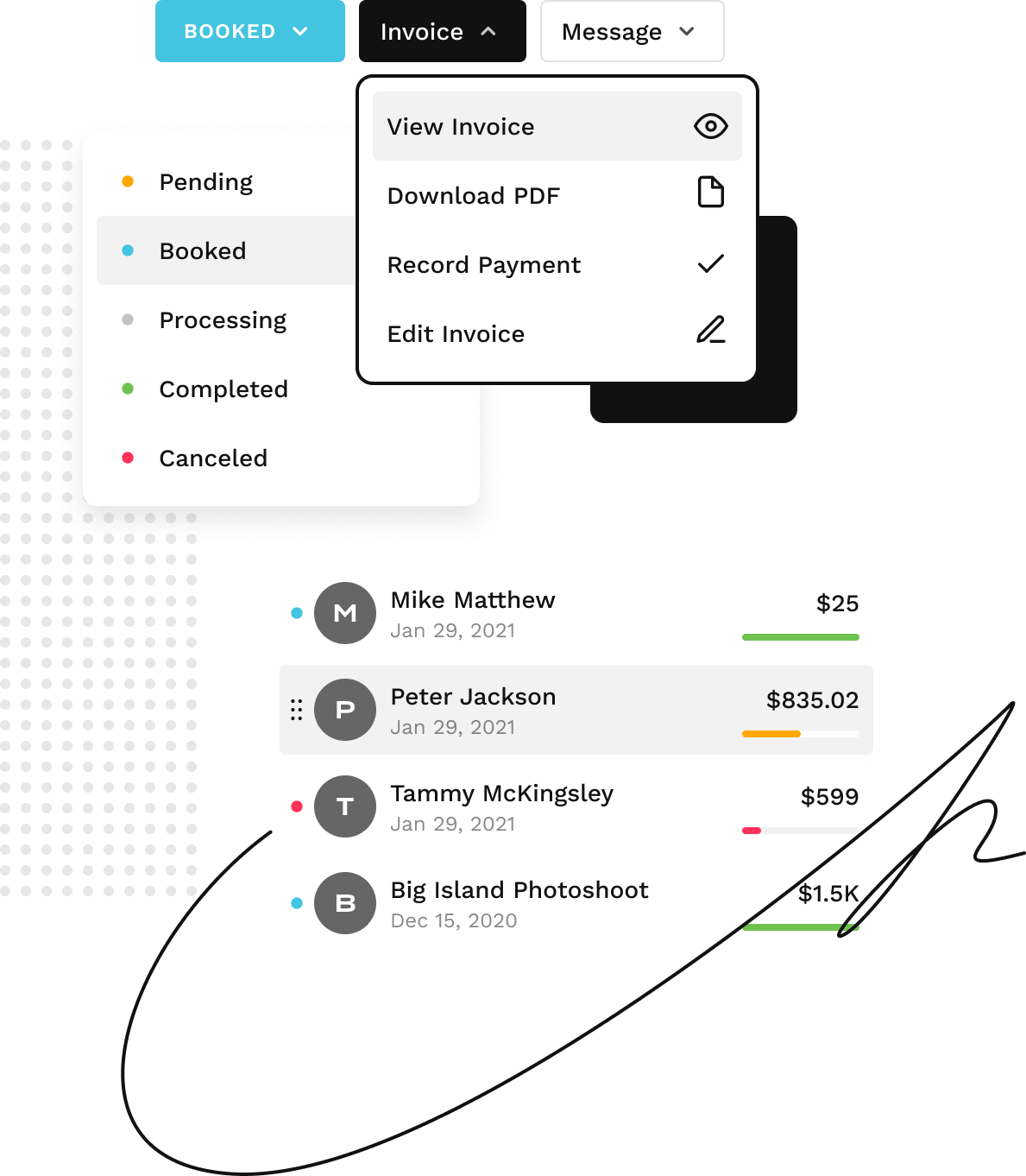 Payment desktop screen